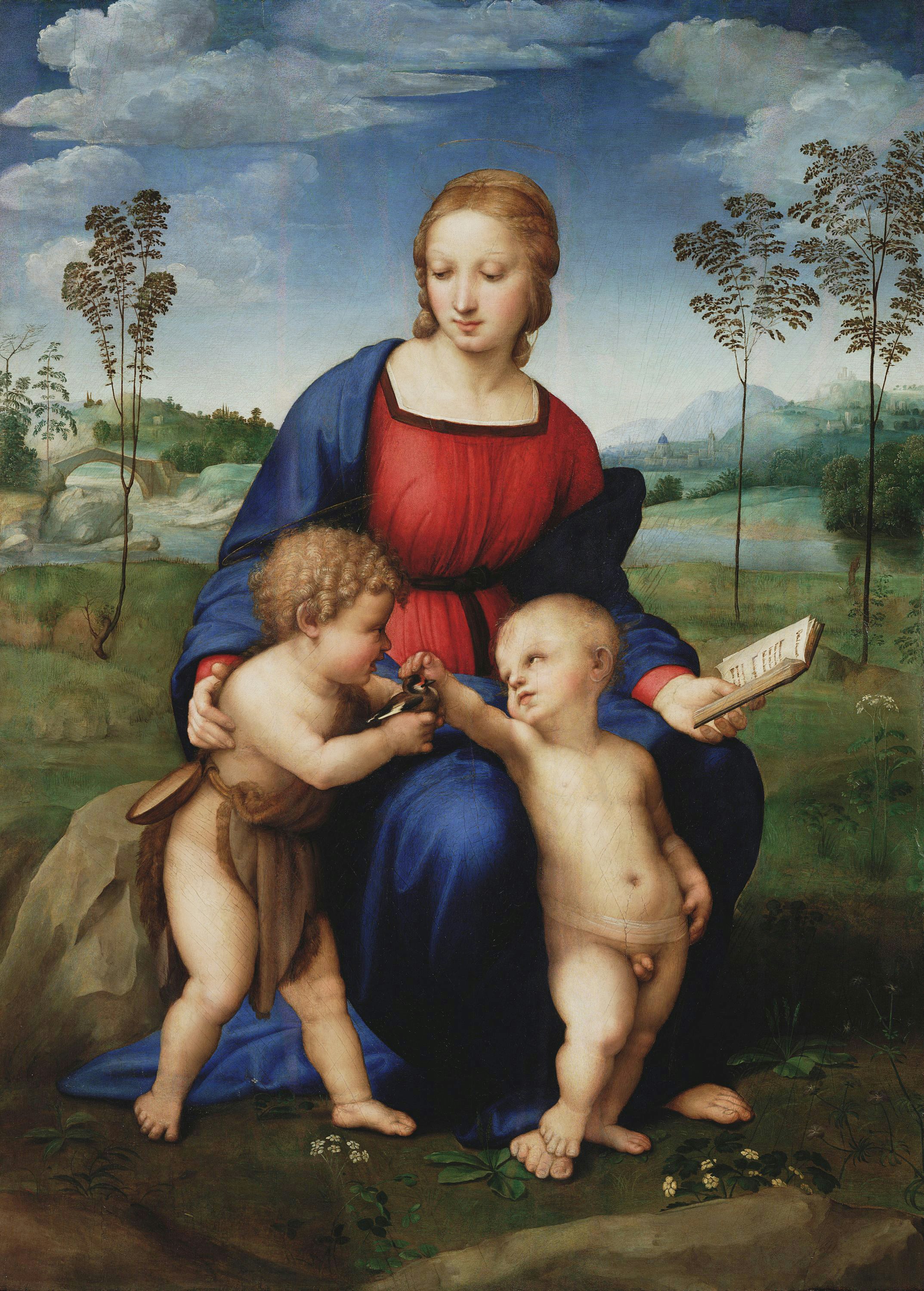 Mary, Christ and the young John the Baptist, known as the “Madonna of the Goldfinch”
