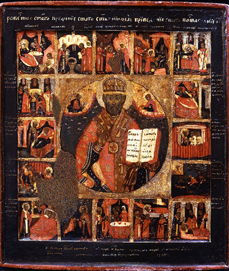 St. Nicholas the Thaumaturge, with scenes from the story of his life