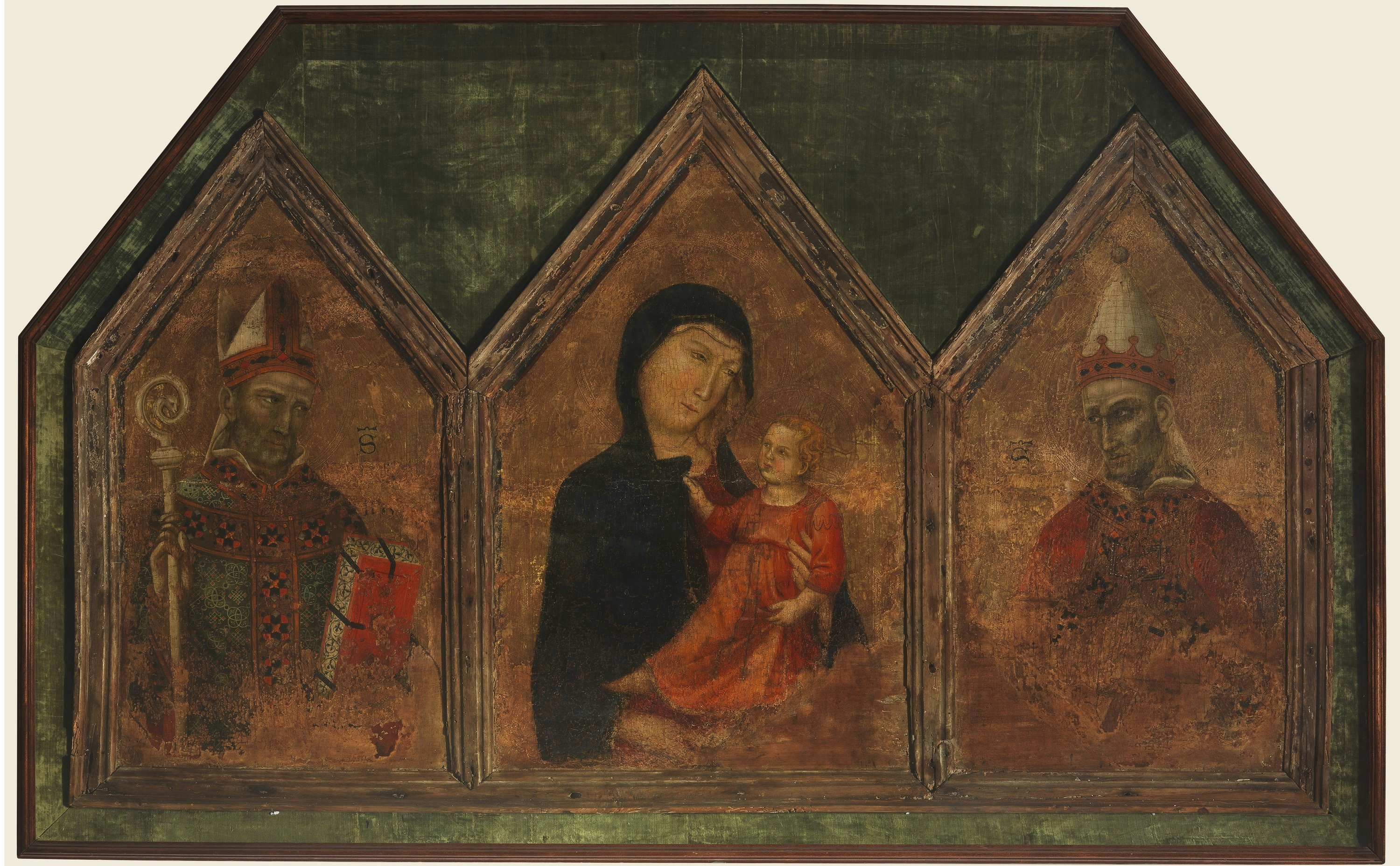 Madonna and Child, between a pope and a bishop