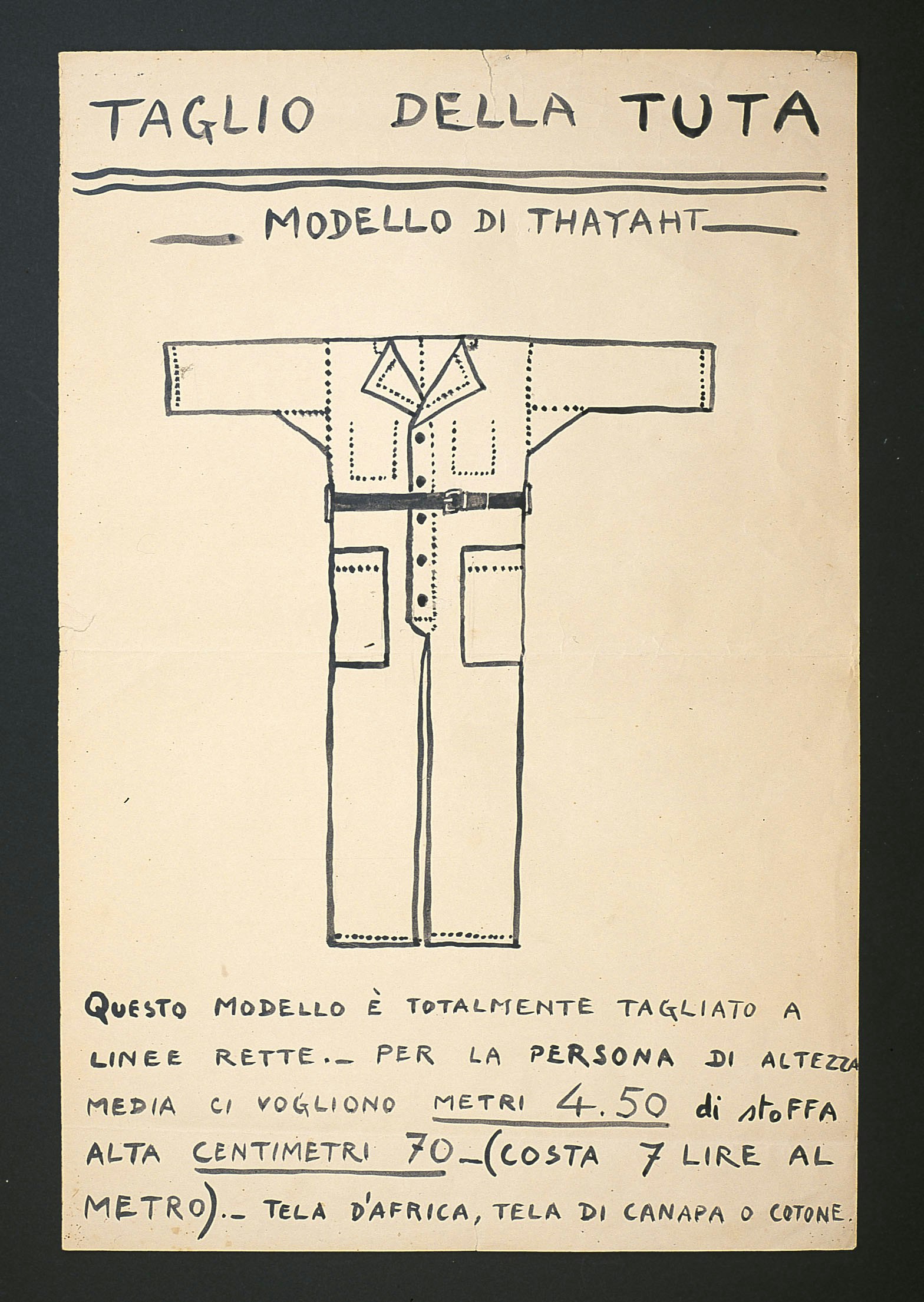 Thayaht, Taglio della Tuta, 1920 ca., tempera su carta, 60,5 x 40 cm