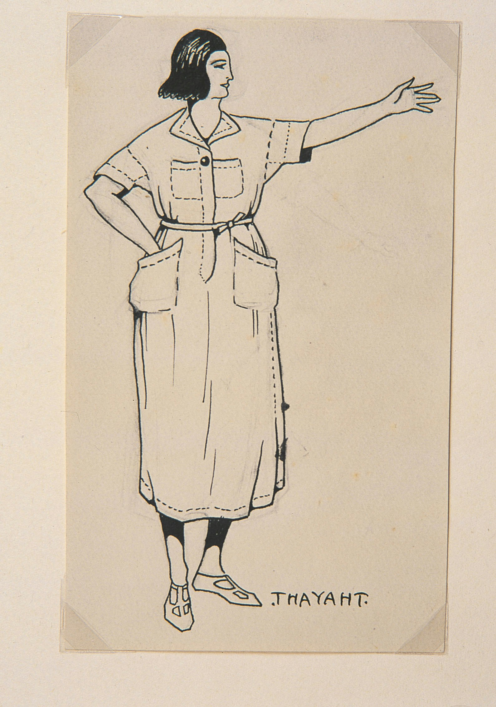Thayaht, Modello della Tuta femminile, 1920, matita nera e inchiostro di china su carta, cm 18,5 x 11