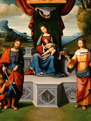 Madonna and Child Enthroned between Saint Martin of Tours and Saint Dorothy (or Rosalie)