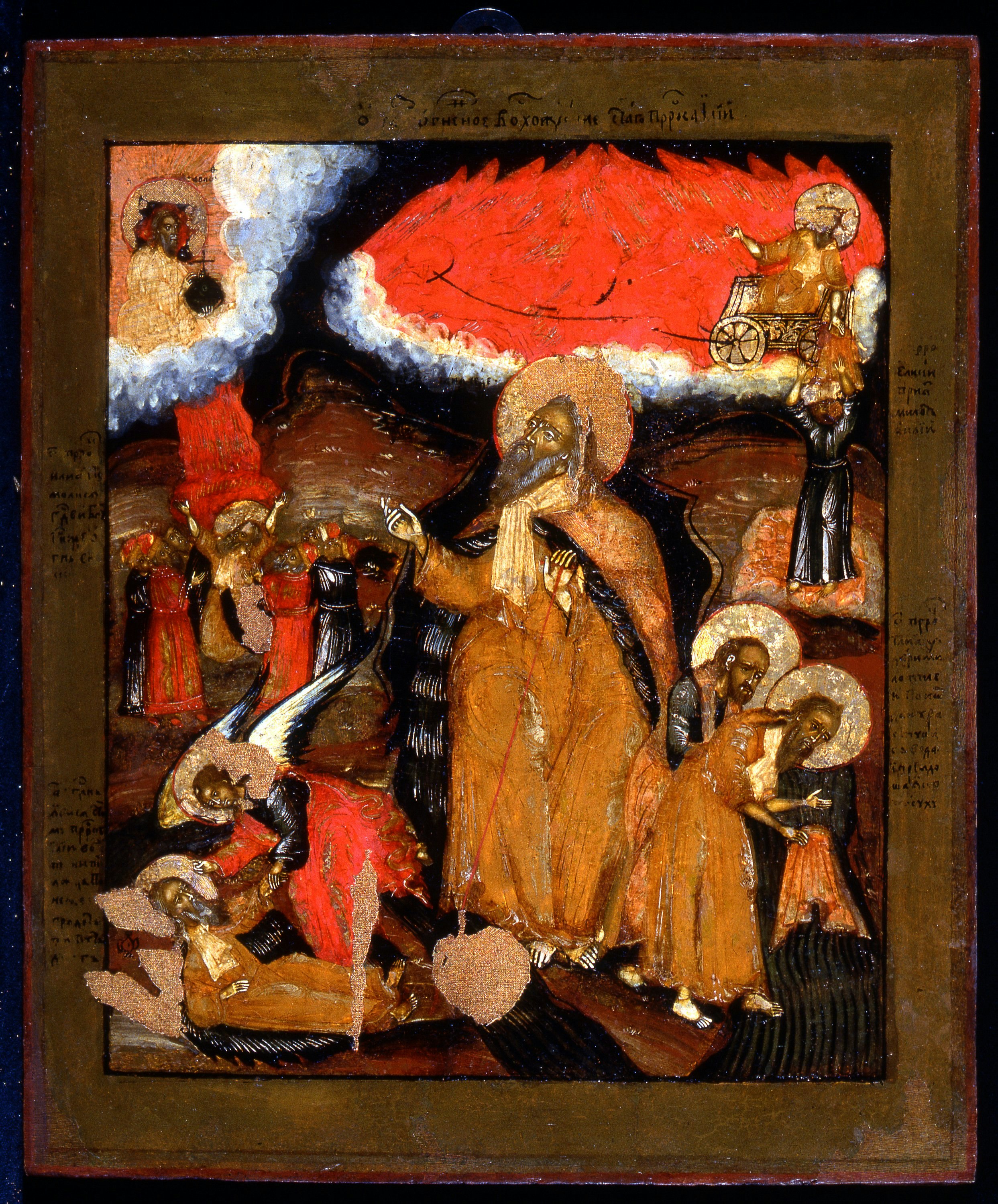 The Prophet Elijah in the Desert, with scenes from the story of his life