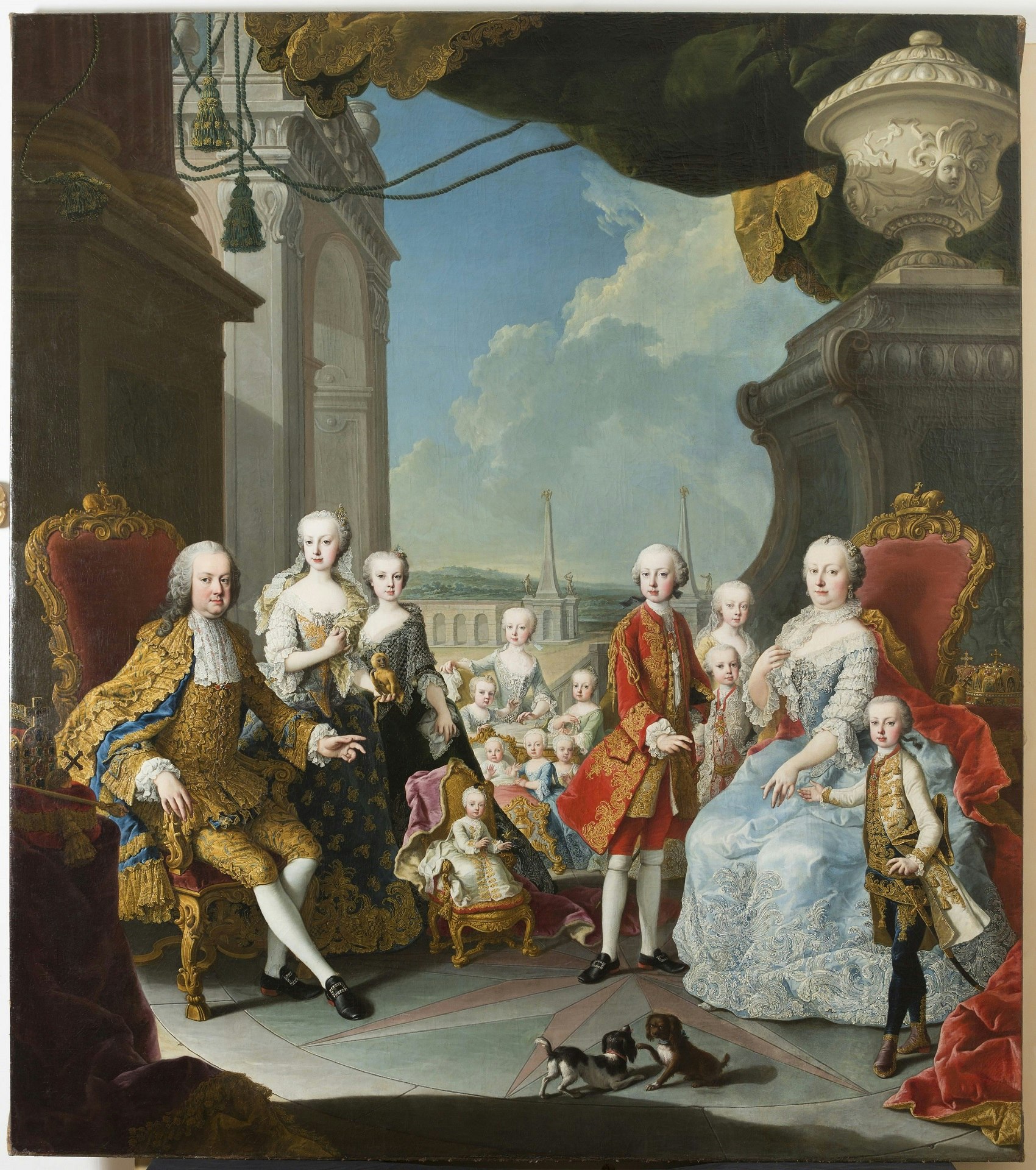 Portrait of Maria Theresa of Habsburg, Francis I, Holy Roman Emperor, and their thirteen children