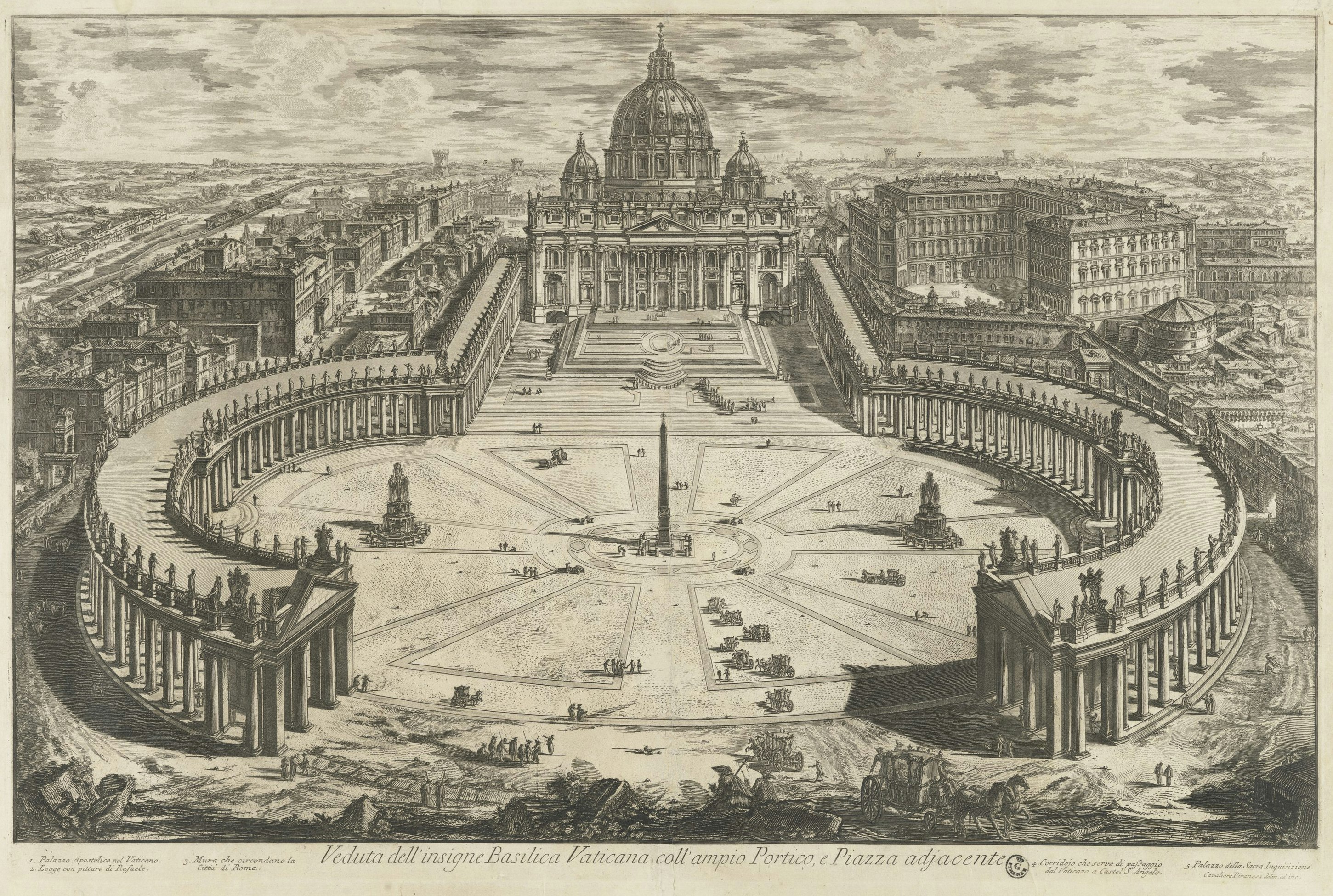View of the Famous Vatican Basilica with its Spacious Portico and Adjacent Piazza, in ‘Views of Rome’
