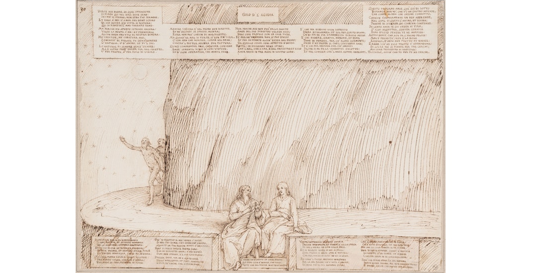 Fourth circle. The Slothful. Virgil explains to Dante the structure of Purgatory, based on love