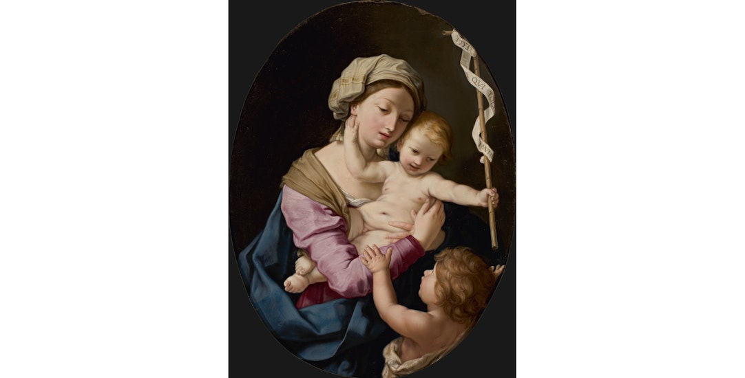 Elisabetta Sirani (Bologna, 1638-1665) o Giovanni Andrea Sirani (Bologna, 1610-1670) Madonna col Bambino e San Giovannino