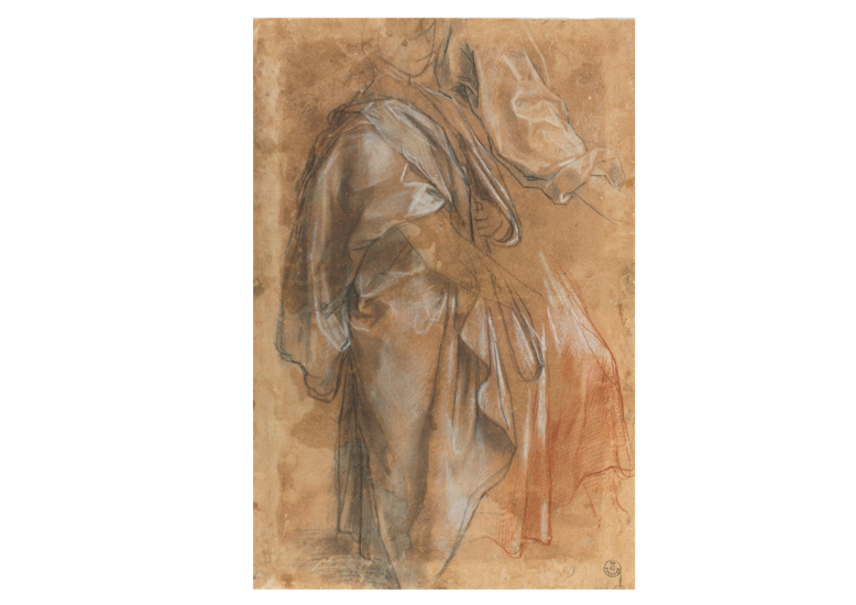 Cloaked Male Figure and Studies of his Left Leg and Right Arm