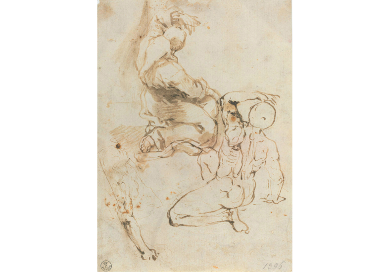 Three Studies of a Male Figure both Nude and Clothed
